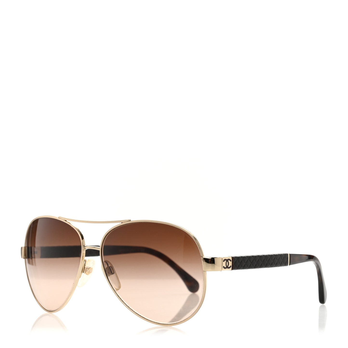 Lambskin Quilted CC Aviator Sunglasses 4195-Q Brown Gold