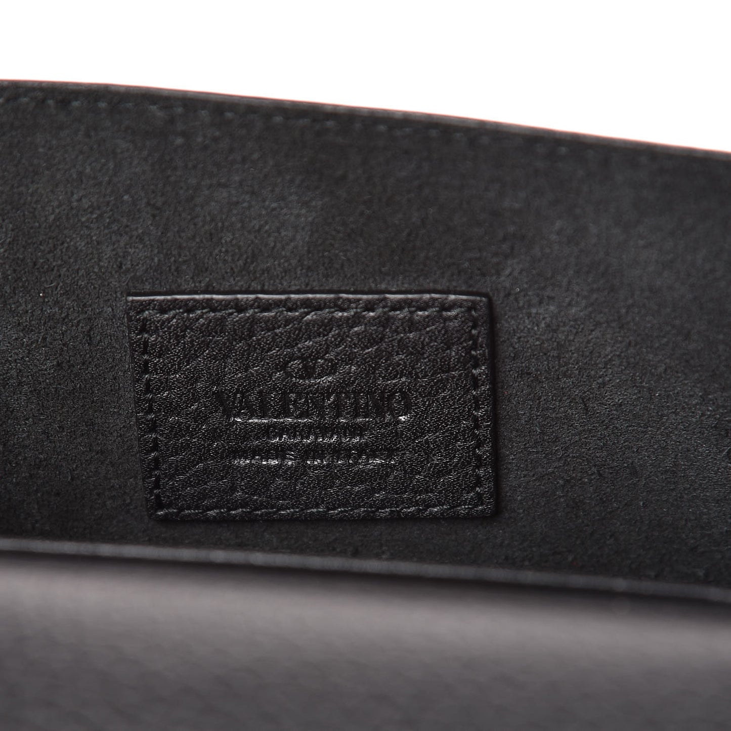 Pebbled Calfskin Rockstud Envelope Wallet on Chain Black