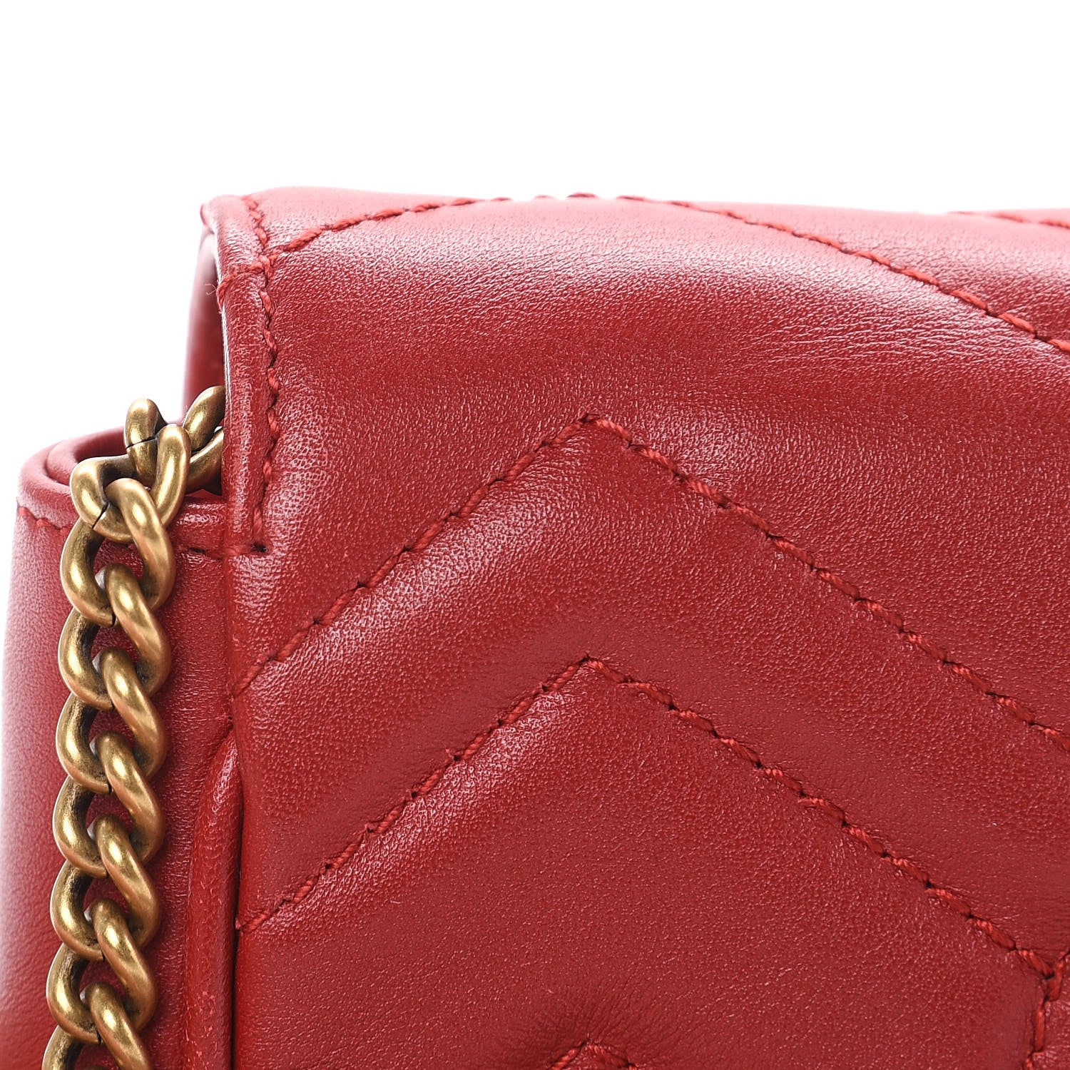 Gucci Calfskin Matelasse Super Mini GG Marmont Shoulder Bag Hibiscus Red 10 of 16