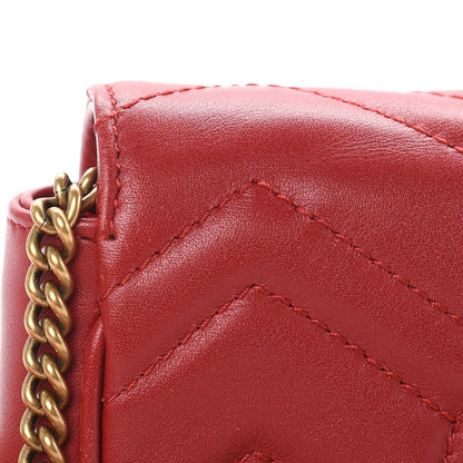 Gucci Calfskin Matelasse Super Mini GG Marmont Shoulder Bag Hibiscus Red 10 of 16