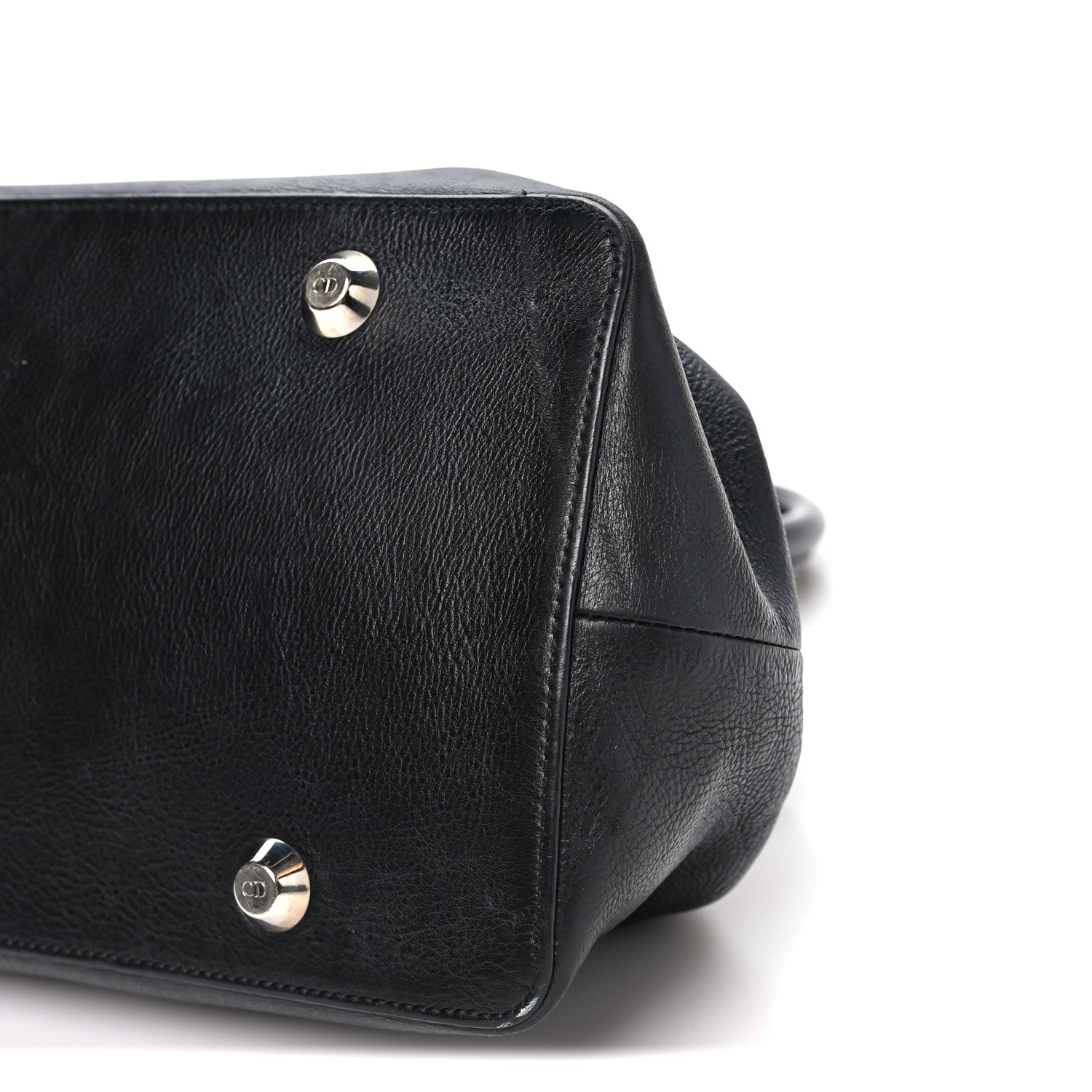 Christian Dior Calfskin Buckle Frame Satchel Black 1921598