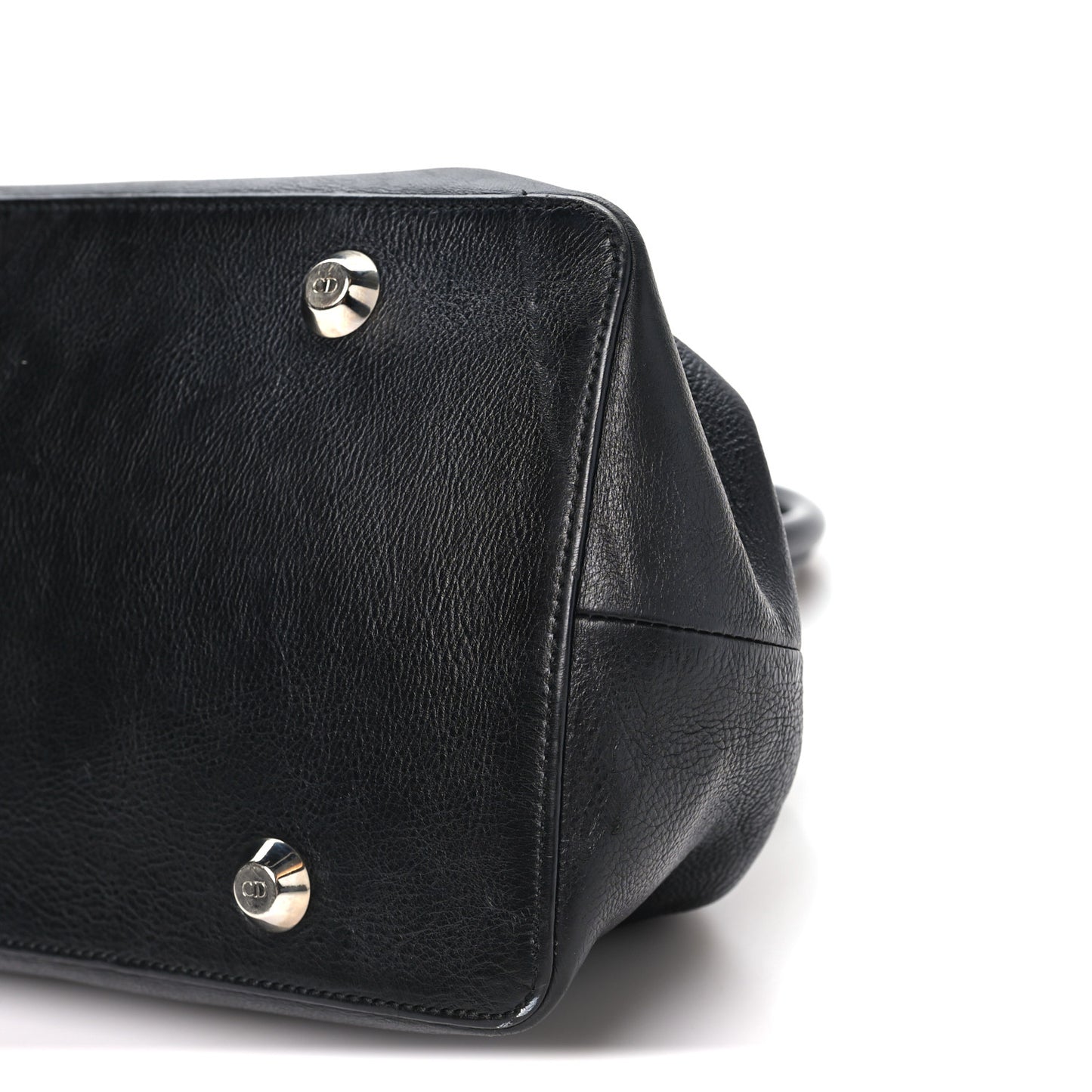 Calfskin Buckle Frame Satchel Black