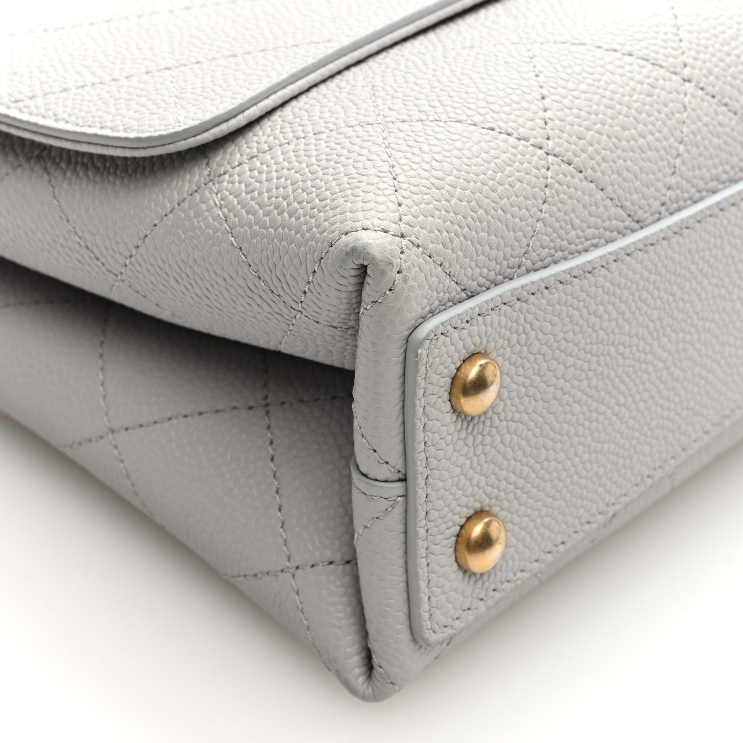 Chanel Grained Calfskin Small Stitched Flap Grey 9 of 10