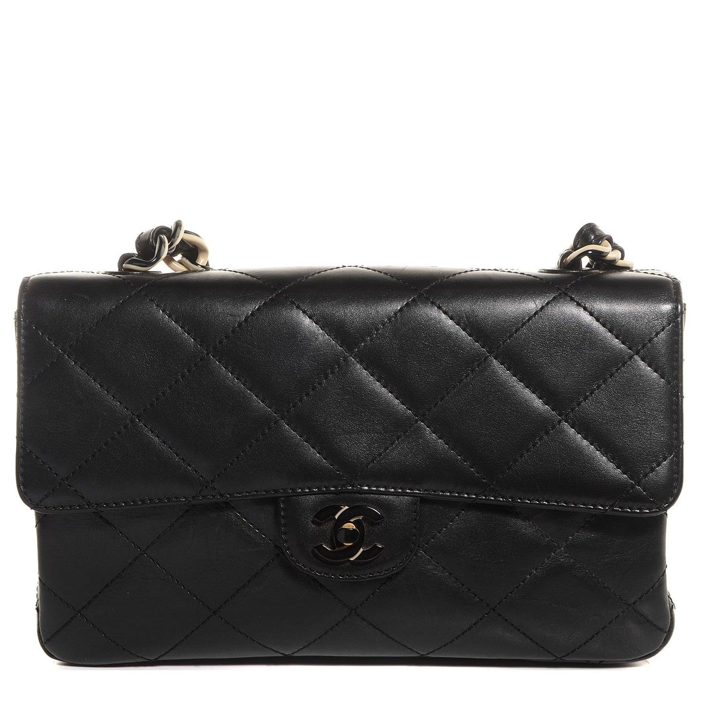 Lambskin Bekko Resin Medium Single Flap Black