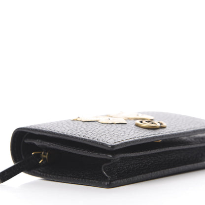 Gucci Pebbled Calfskin Butterfly Card Case Black 6 of 10