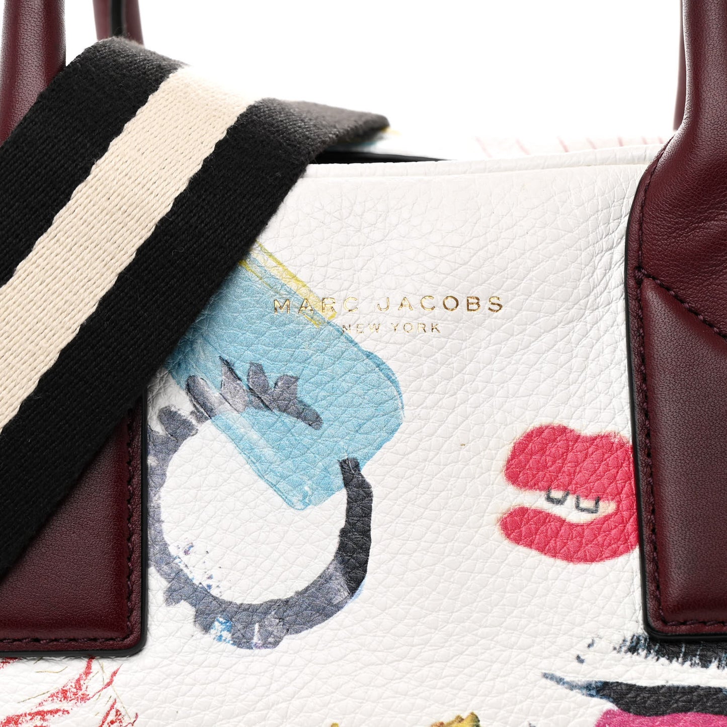 Calfskin Graffiti Satchel Bag Off White