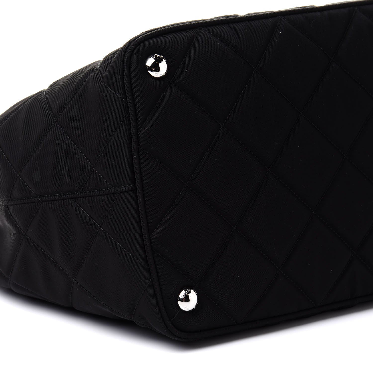 Prada Tessuto Nylon Quilted Shopping Tote Black 8 of 9