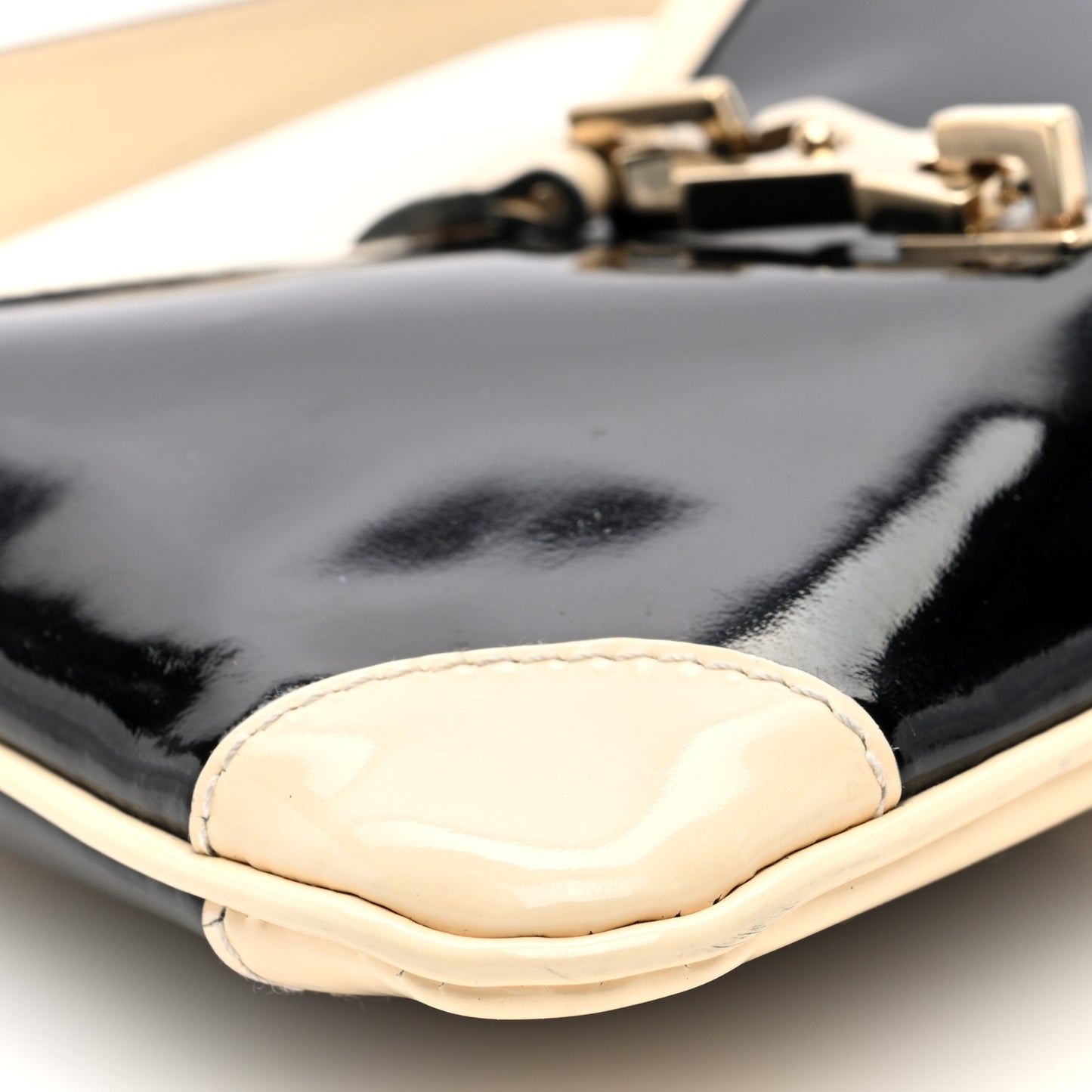 Patent Micro Jackie O Hobo Black White