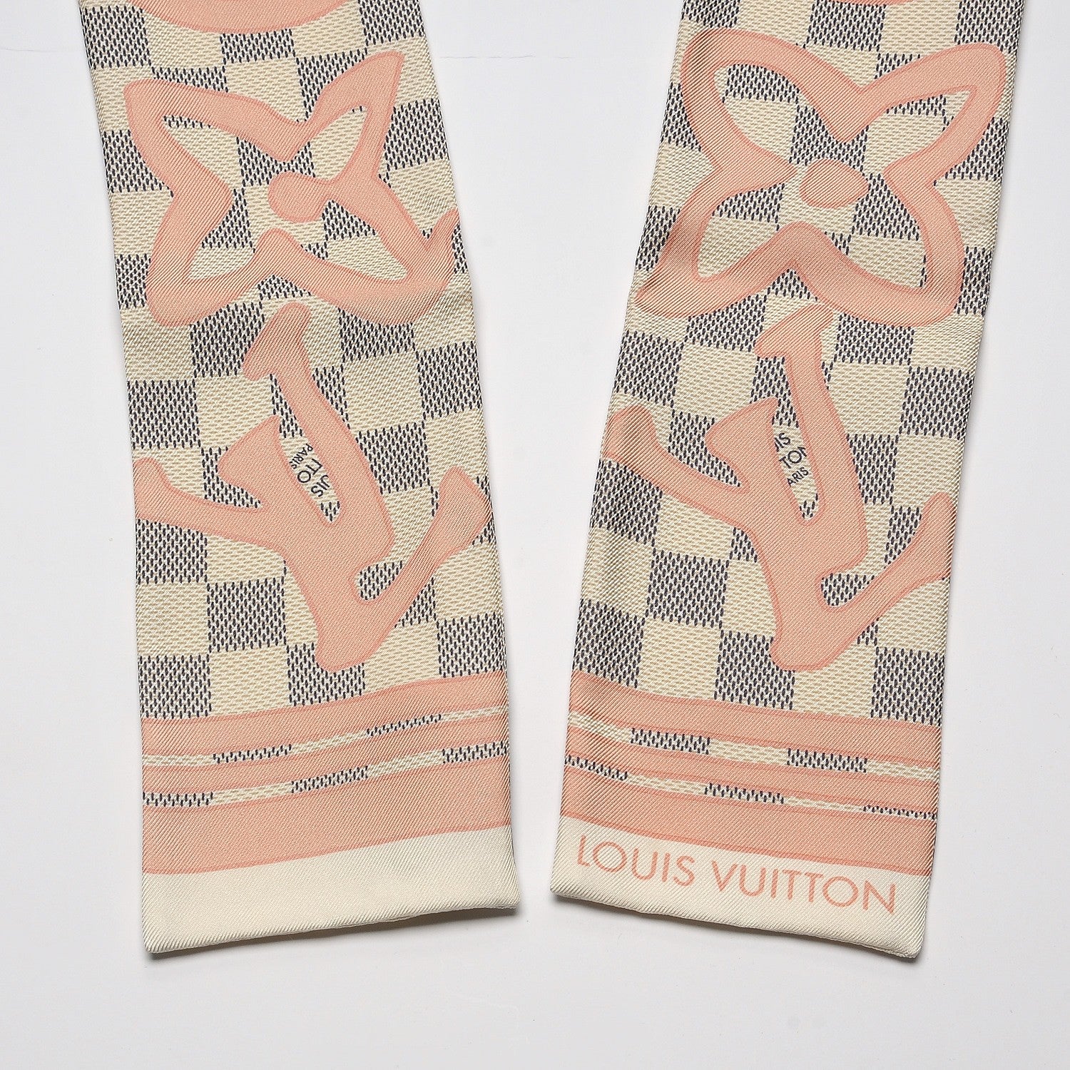 Louis Vuitton Silk Damier Azur Tahitienne Bandeau Rose Ballerine 3 of 5