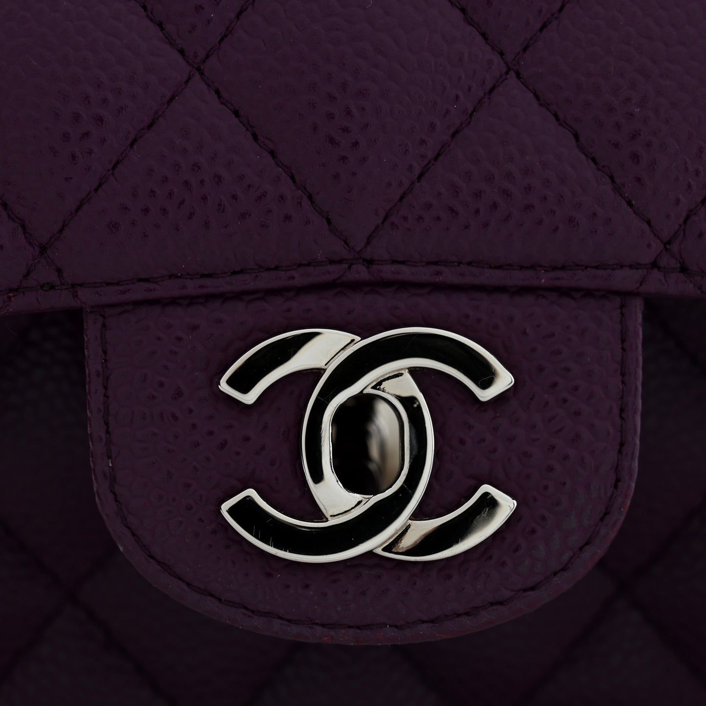 Caviar Quilted Medium Double Flap Purple