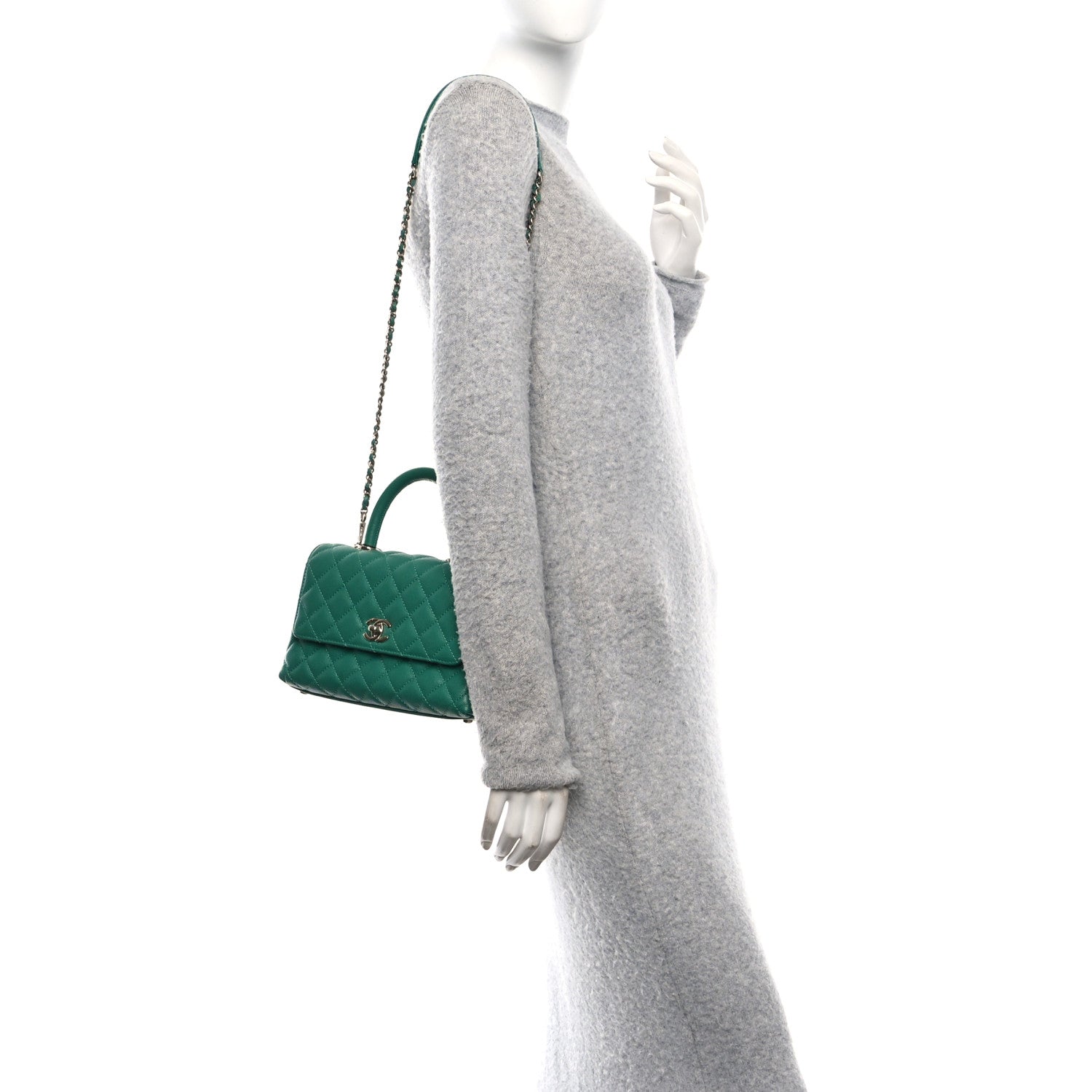 Chanel Caviar Quilted Mini Coco Handle Flap Green 2 of 10