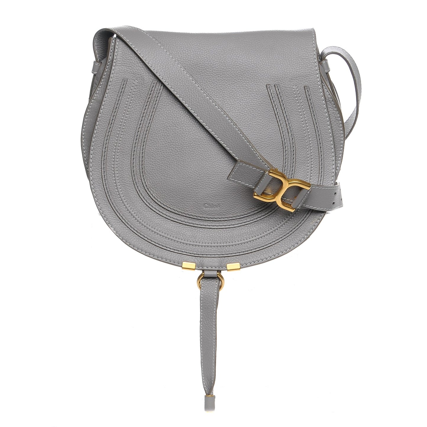 Calfskin Medium Marcie Round Crossbody Bag Cashmere Grey