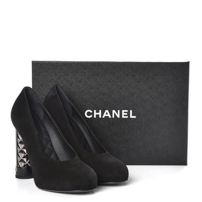 Chanel Suede Calfskin CC Pumps 36 Black 10 of 10