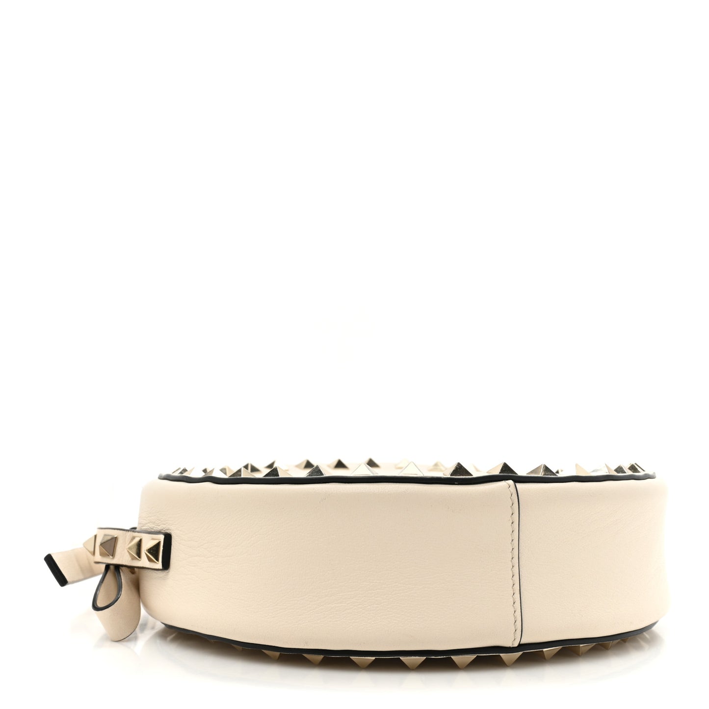Calfskin Rockstud Round Crossbody Bag White