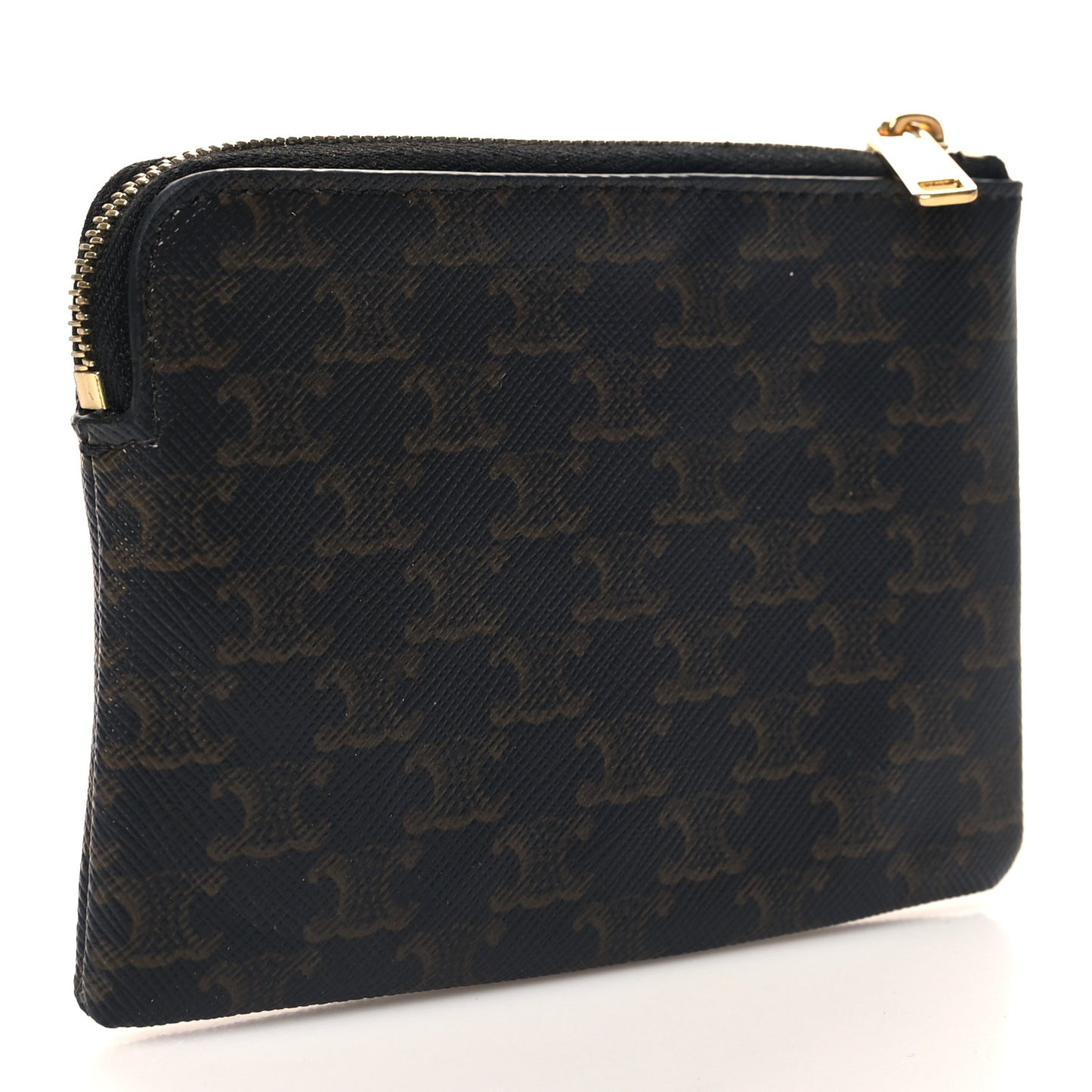 Triomphe Canvas Coin and Card Pouch With Hook Black