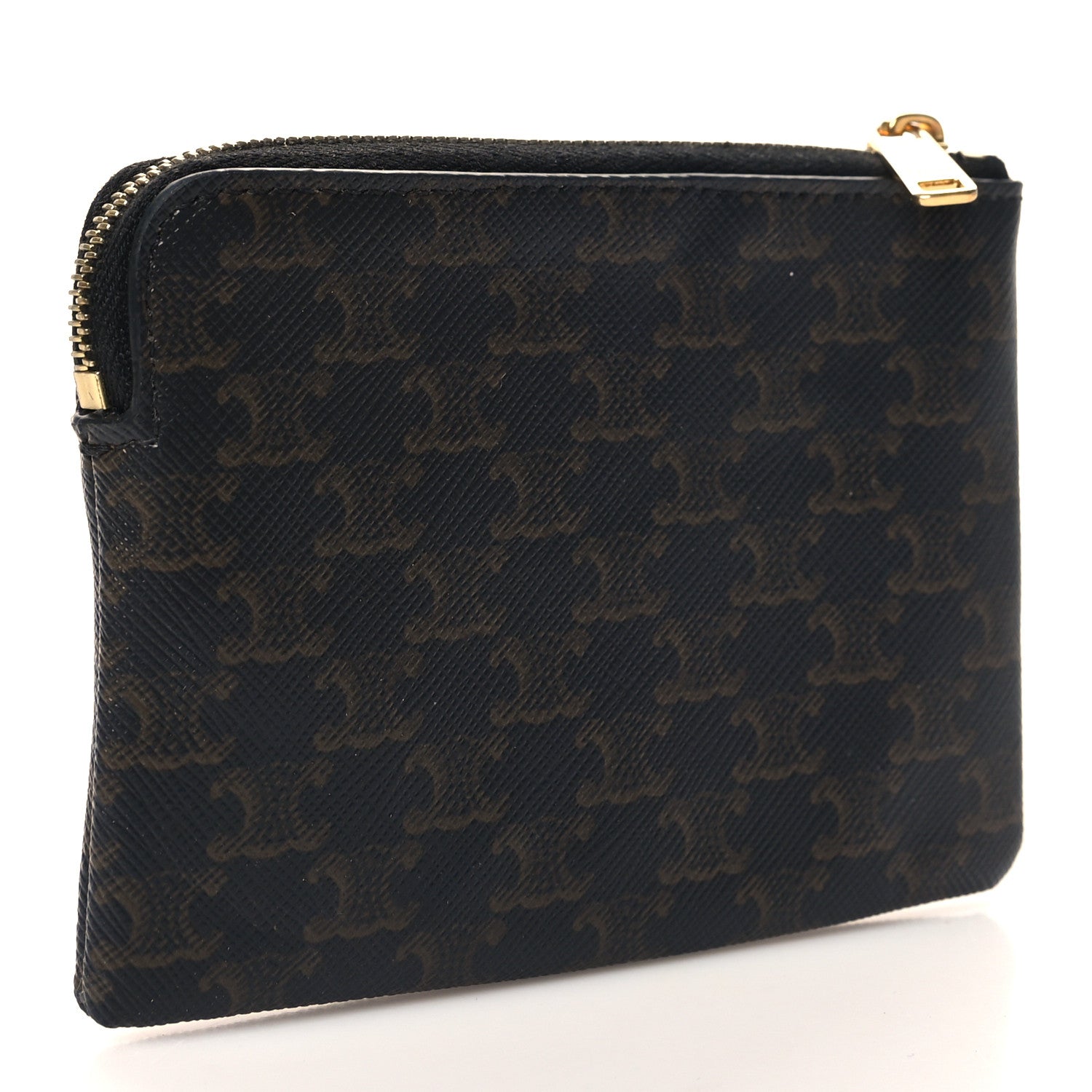 Celine Triomphe Canvas Coin and Card Pouch With Hook Black 3 of 7