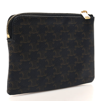 Celine Triomphe Canvas Coin and Card Pouch With Hook Black 3 of 7