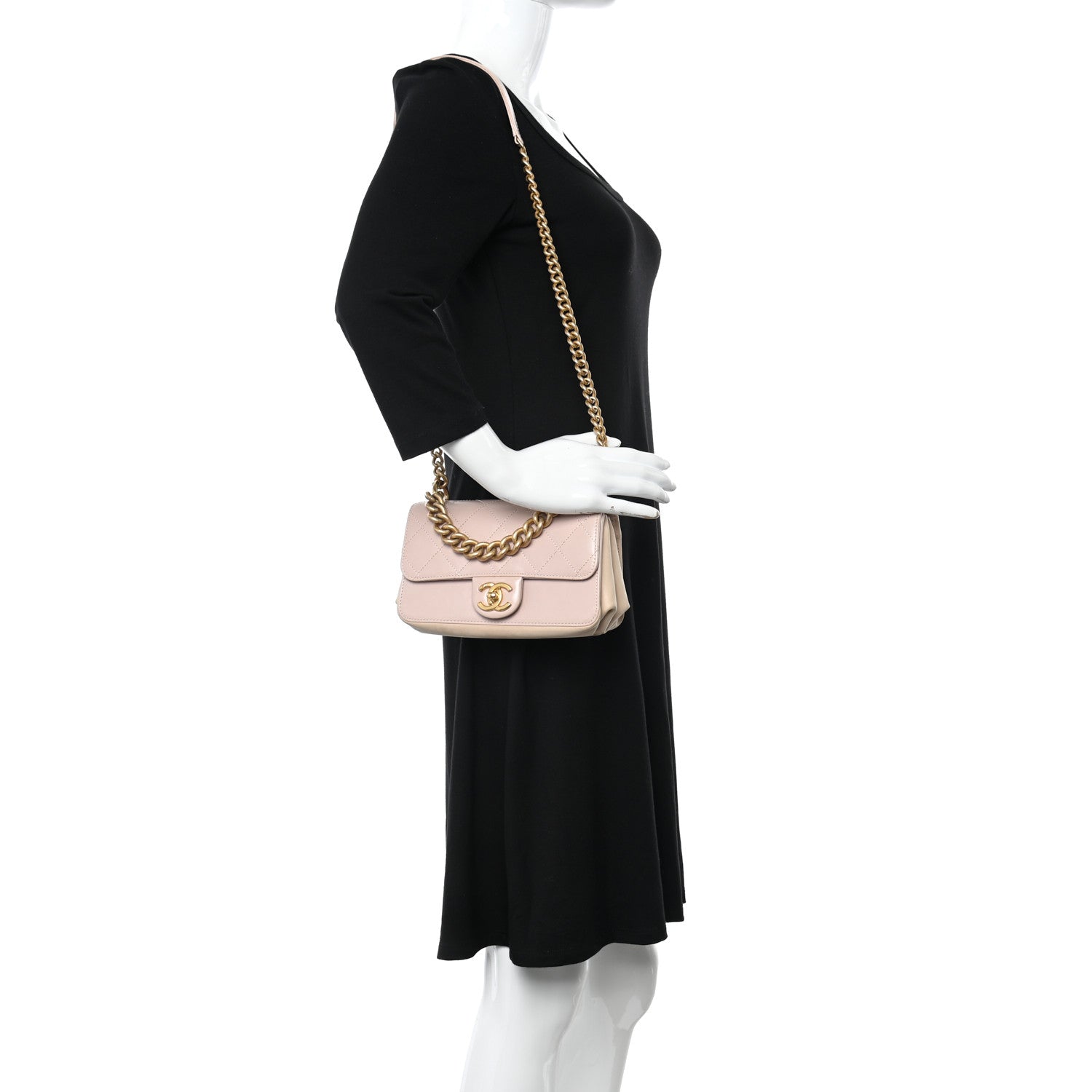 Chanel Glazed Calfskin Quilted Mini Straight Lined Flap Beige 2 of 12