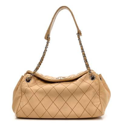 Chanel Lambskin Stitched Accordion Tote Beige 1 of 17