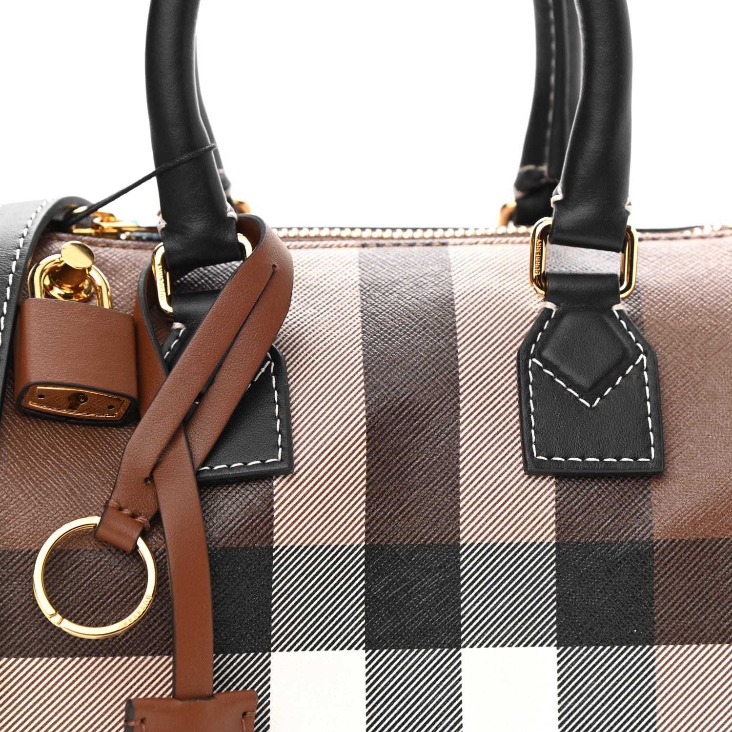 Burberry E-canvas Check Mini Bowling Bag Dark Birch Brown 7 of 8