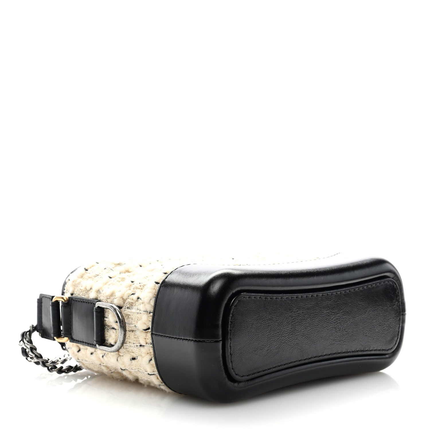 Chanel Tweed Calfskin Quilted Small Gabrielle Hobo Ivory Black 4 of 9