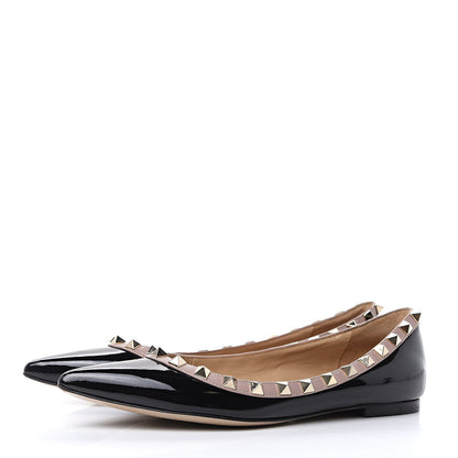 Valentino Garavani Patent Nappa Rockstud Ballerina Flats 35 Black Poudre 3 of 13