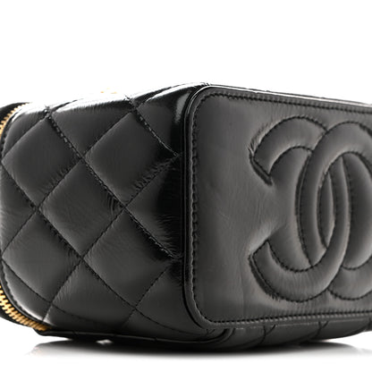 Chanel Shiny Lambskin Quilted Small Vanity Case With Chain Black 9 of 11
