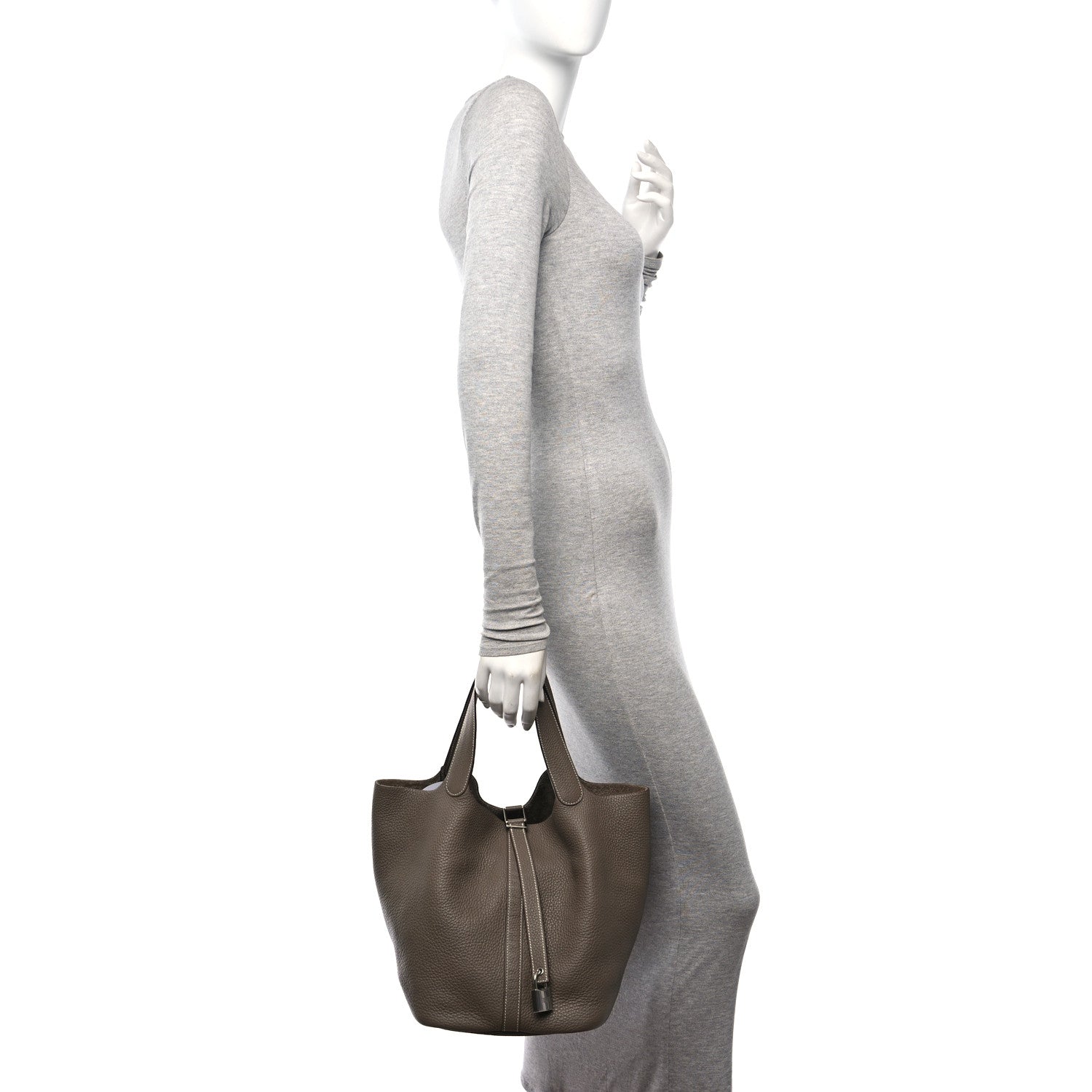 Hermes Taurillon Clemence Picotin Lock 26 GM Etoupe 2 of 9
