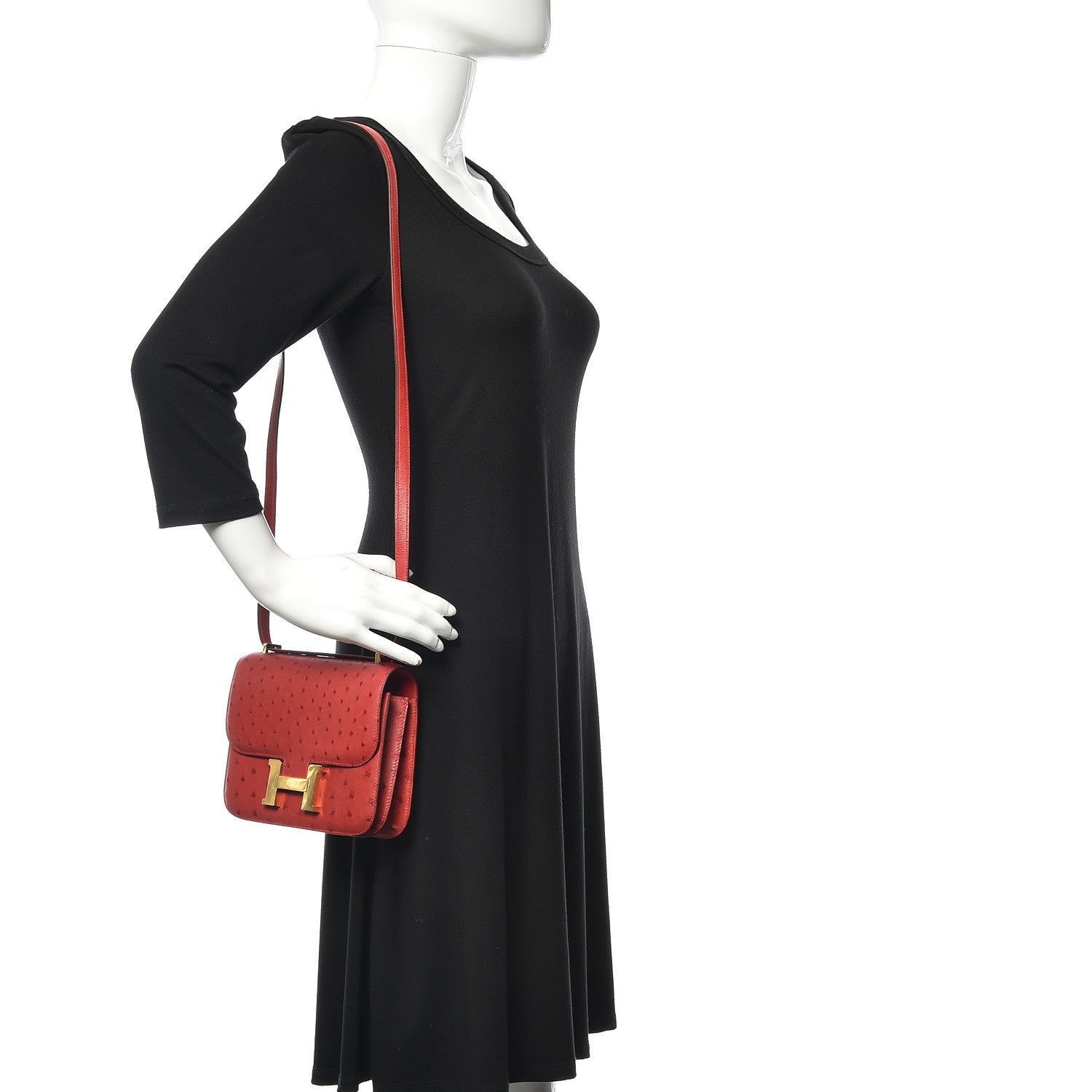 Hermes Ostrich Constance 18 Rouge Vif 2 of 16