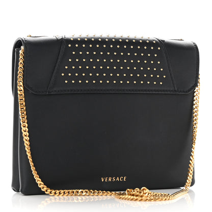 Versace Vitello Studded Virtus Chain Clutch Black 2 of 7