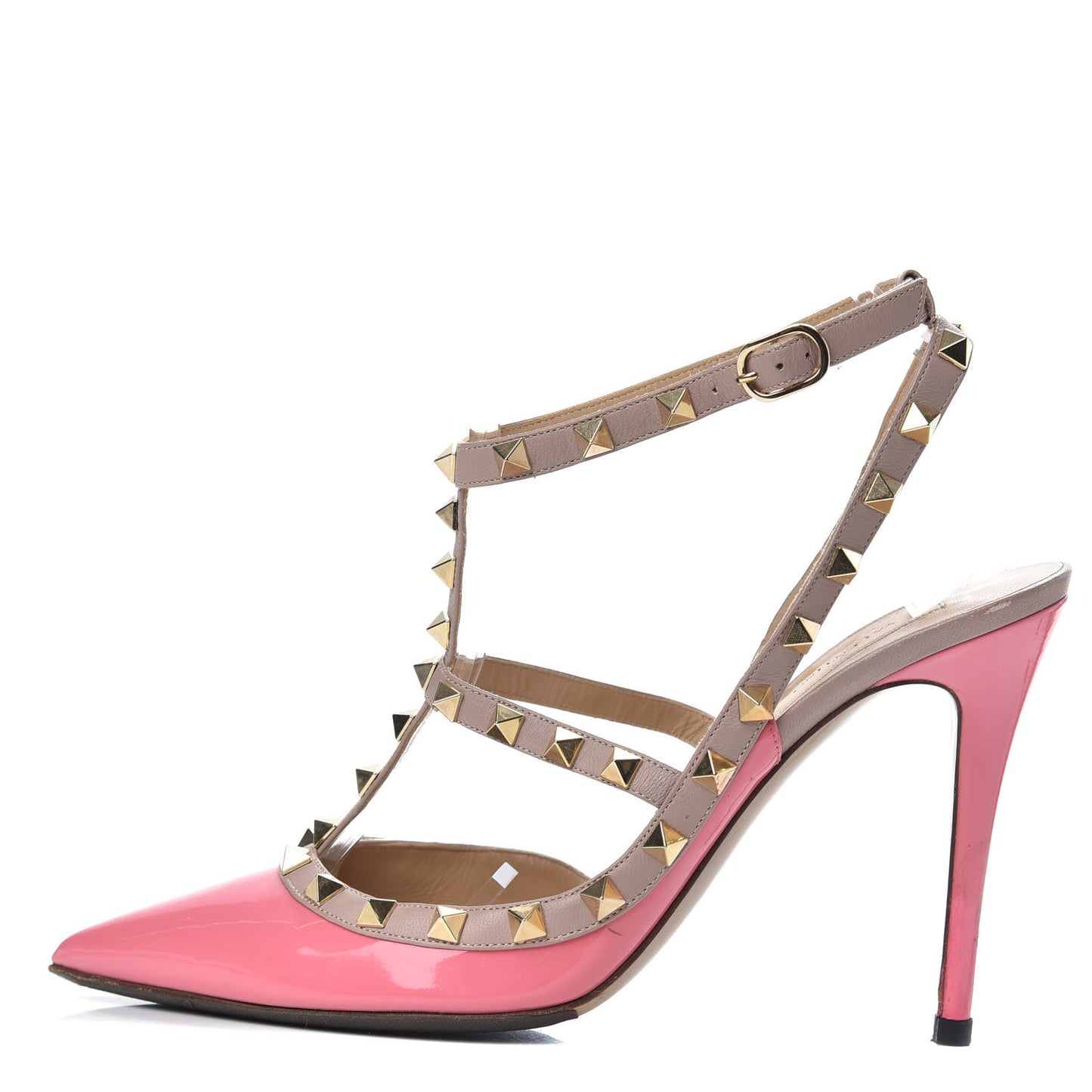 Patent Rockstud Ankle Strap 100mm Pumps 40 Paradise Rose Poudre