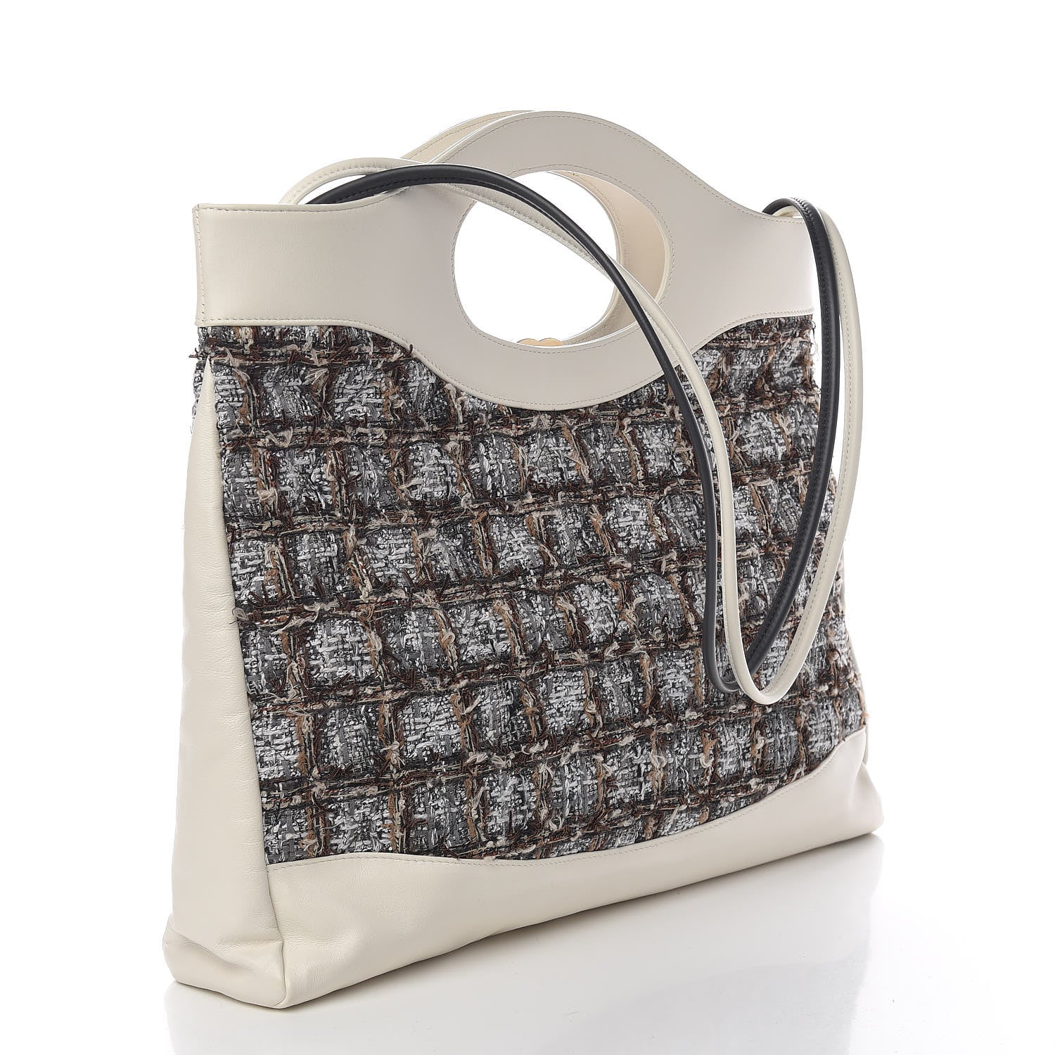 Chanel Tweed Calfskin Quilted Large 31 Shopping Bag White Multicolor 4 of 11