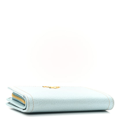 Prada Goatskin Compact Zip Wallet Light Blue 4 of 9