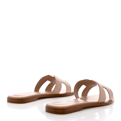 Hermes Box Calfskin Oran Sandals 37.5 Bois De Santal 4 of 9