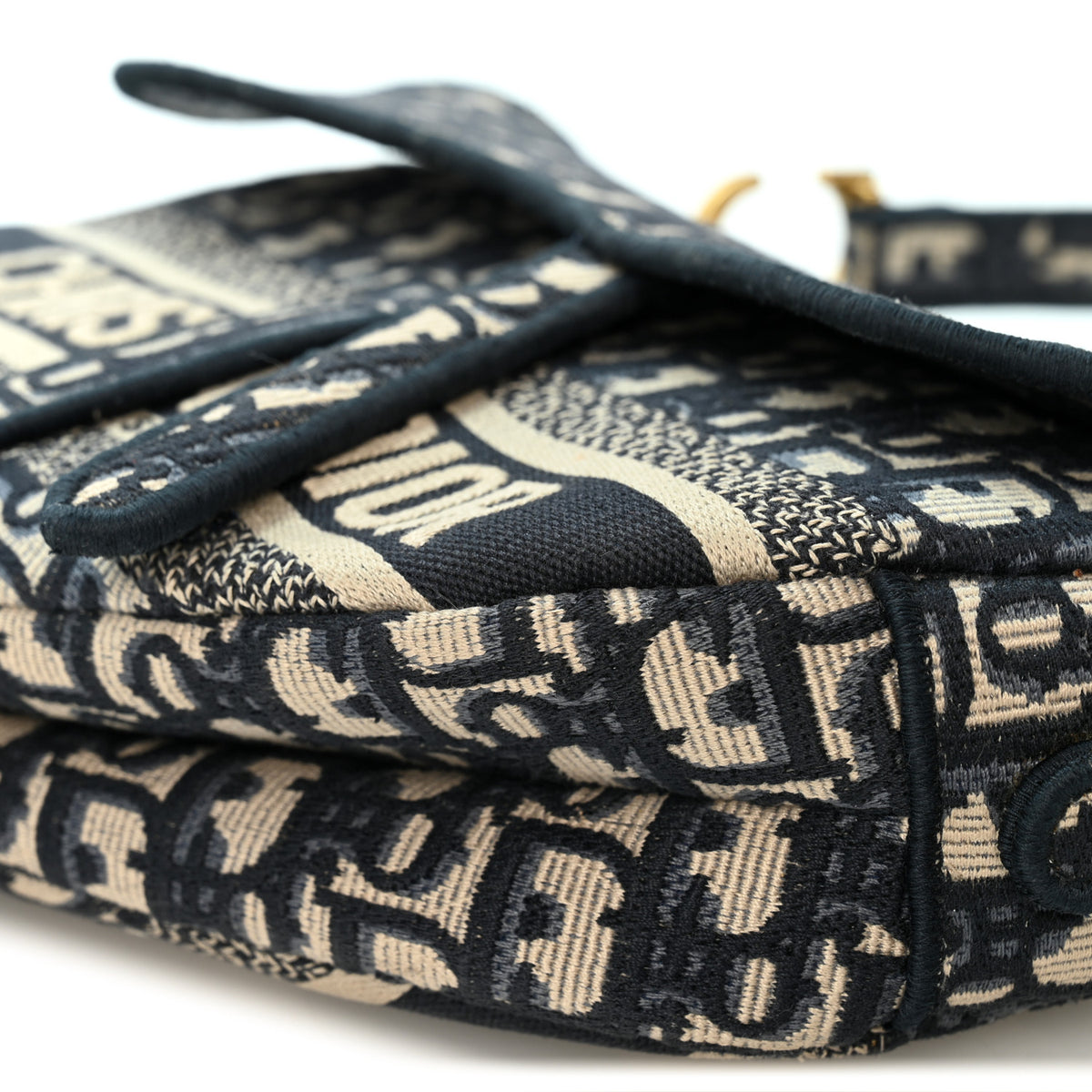 Christian Dior Oblique Embroidered Saddle Bag Blue 10 of 11