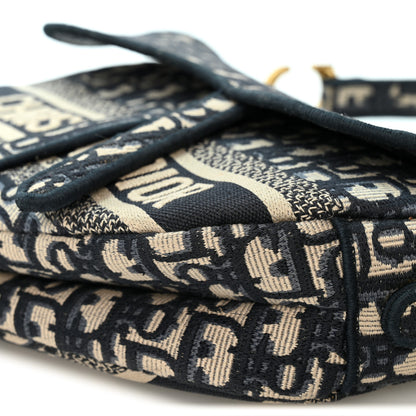 Christian Dior Oblique Embroidered Saddle Bag Blue 10 of 11