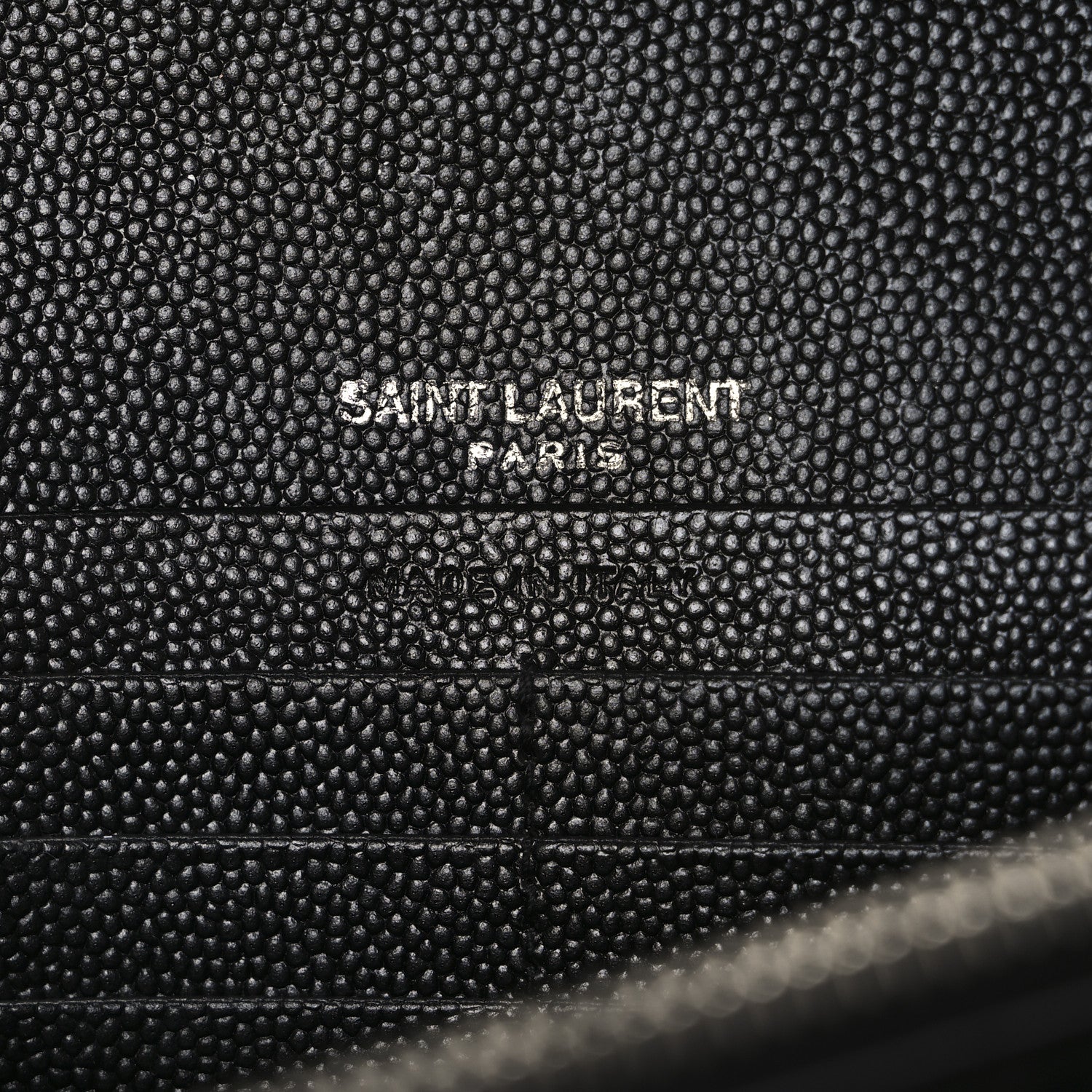 Saint Laurent Grain De Poudre Matelasse Chevron Monogram Chain Wallet Black 6 of 12