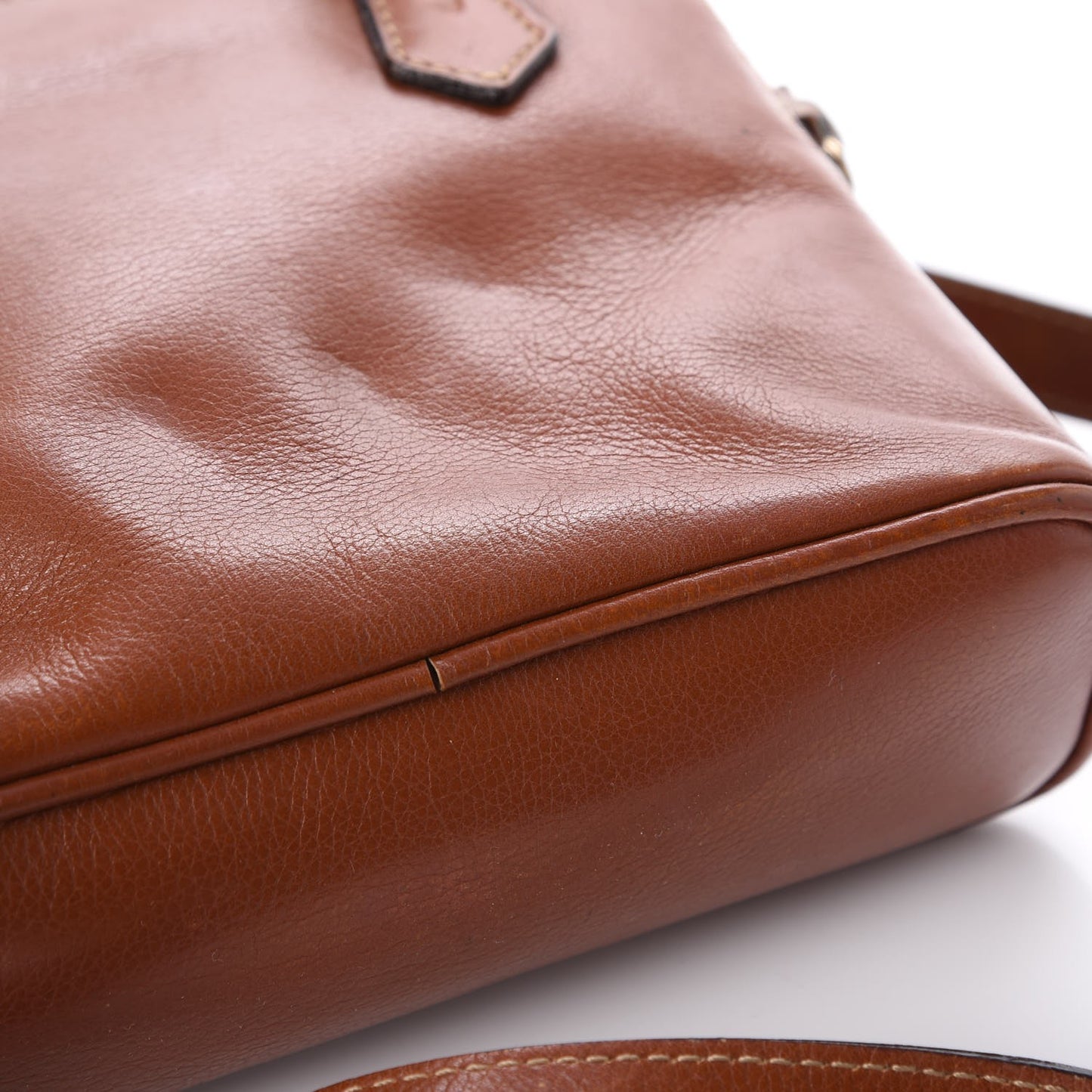 Calfskin Mini Bamboo Handle Bag Brown