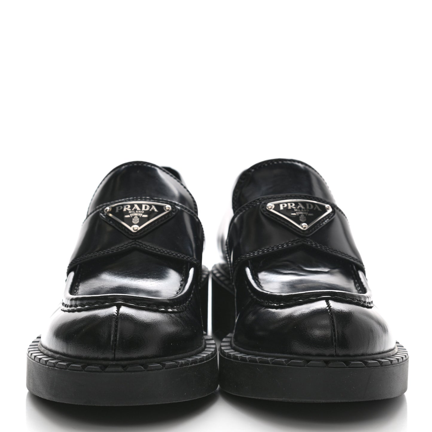 Spazzolato Metal Triangle Logo 50mm Loafers 38 Black