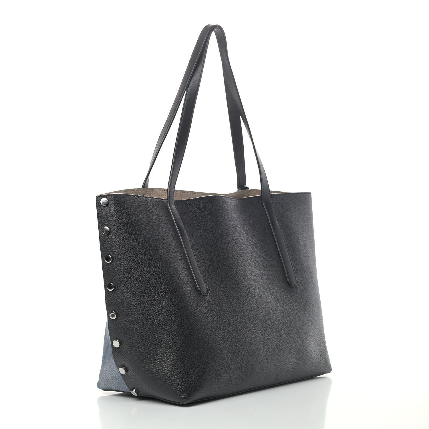 Jimmy Choo Coated Denim Calfskin Twist East West Tote Dusk Blue Black 2 of 7