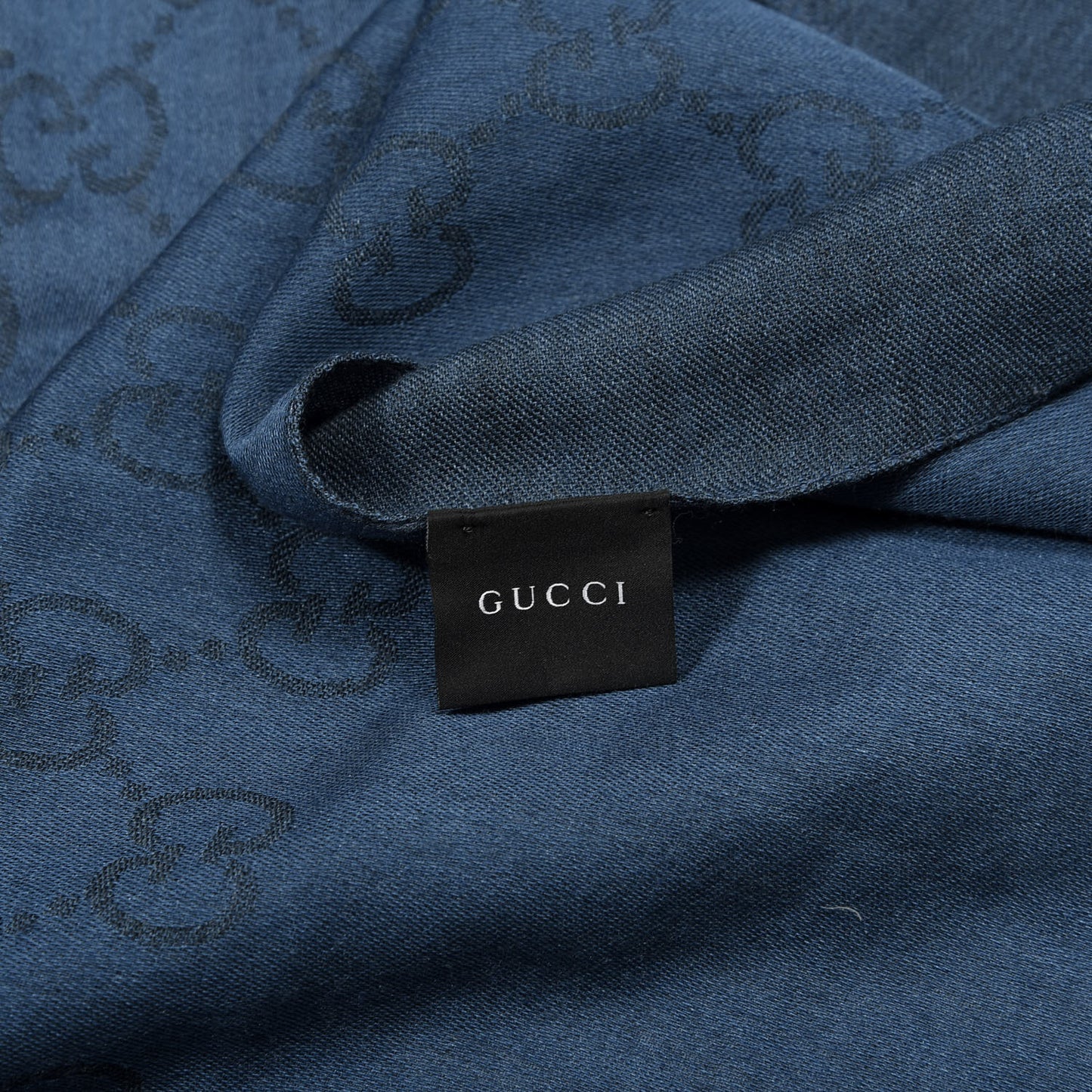 Wool Silk Jacquard Monogram Scarf Blue