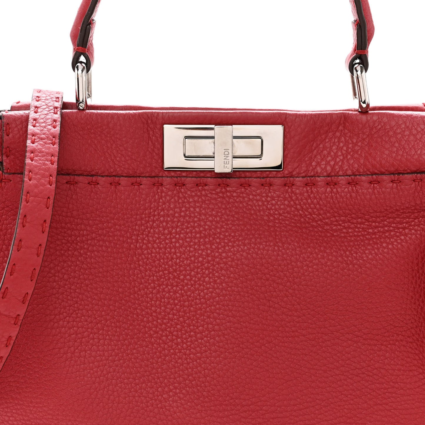 Cuoio Romano Selleria Bi-Color Medium Peekaboo Iconic Satchel Rosso Latte