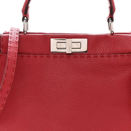Fendi Cuoio Romano Selleria Bi-Color Medium Peekaboo Iconic Satchel Rosso Latte 8 of 13