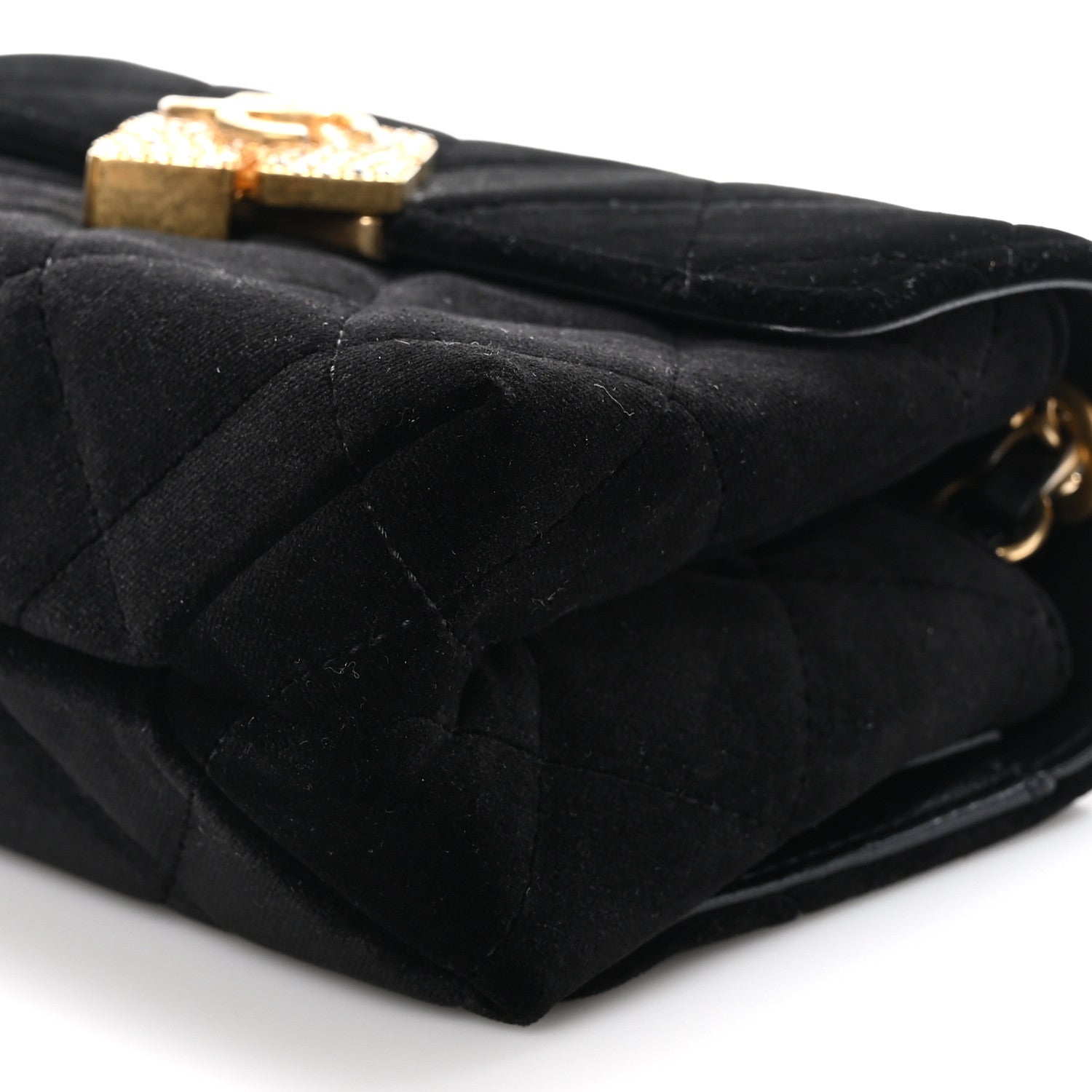 Chanel Velvet Strass Diamond Lock Flap Black 10 of 10