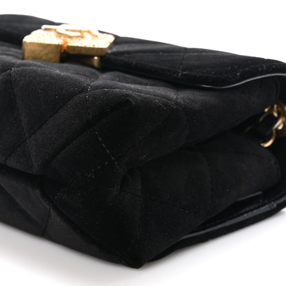 Chanel Velvet Strass Diamond Lock Flap Black 10 of 10