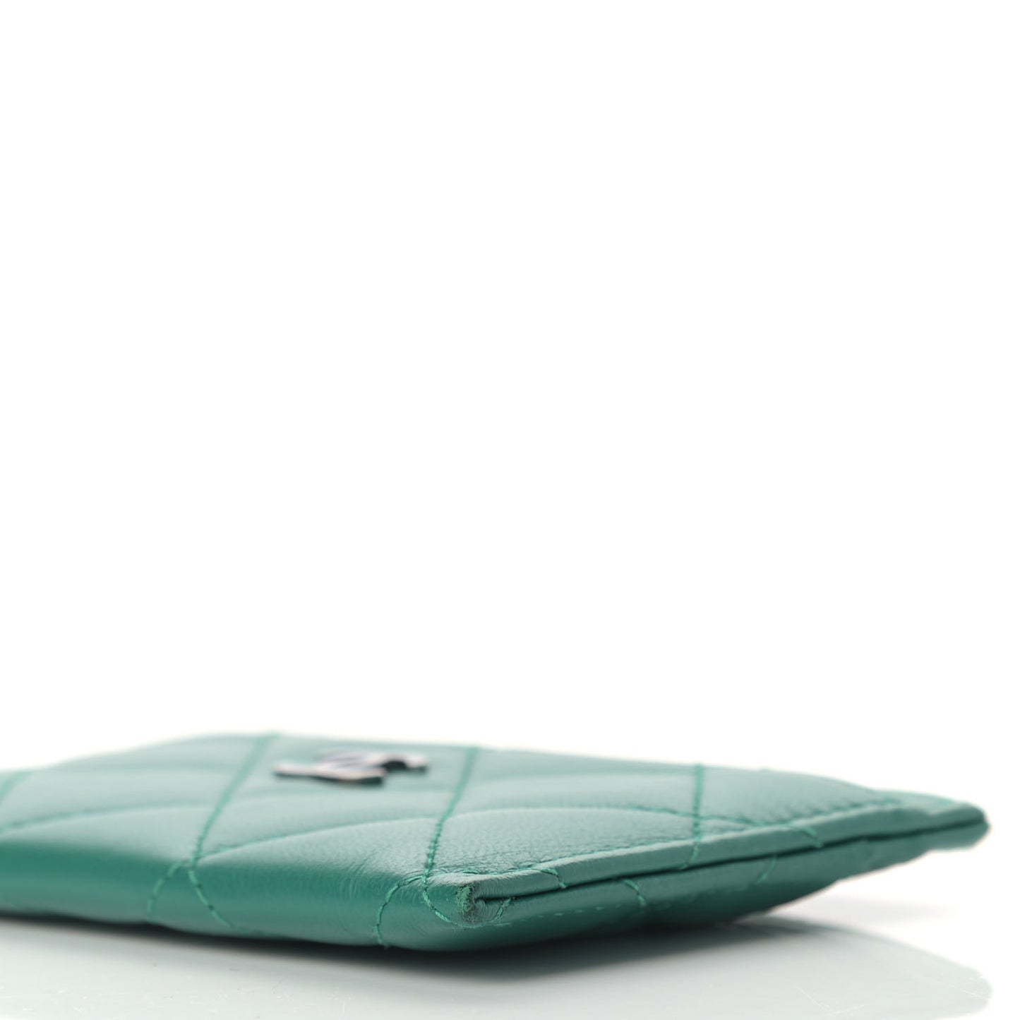 Lambskin Quilted Card Holder Green