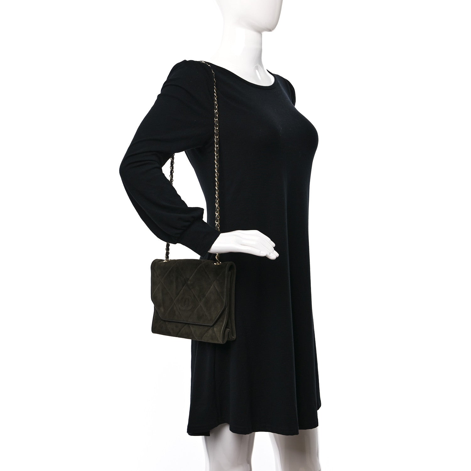 Chanel Suede Quilted Mini Flap Green 2 of 9