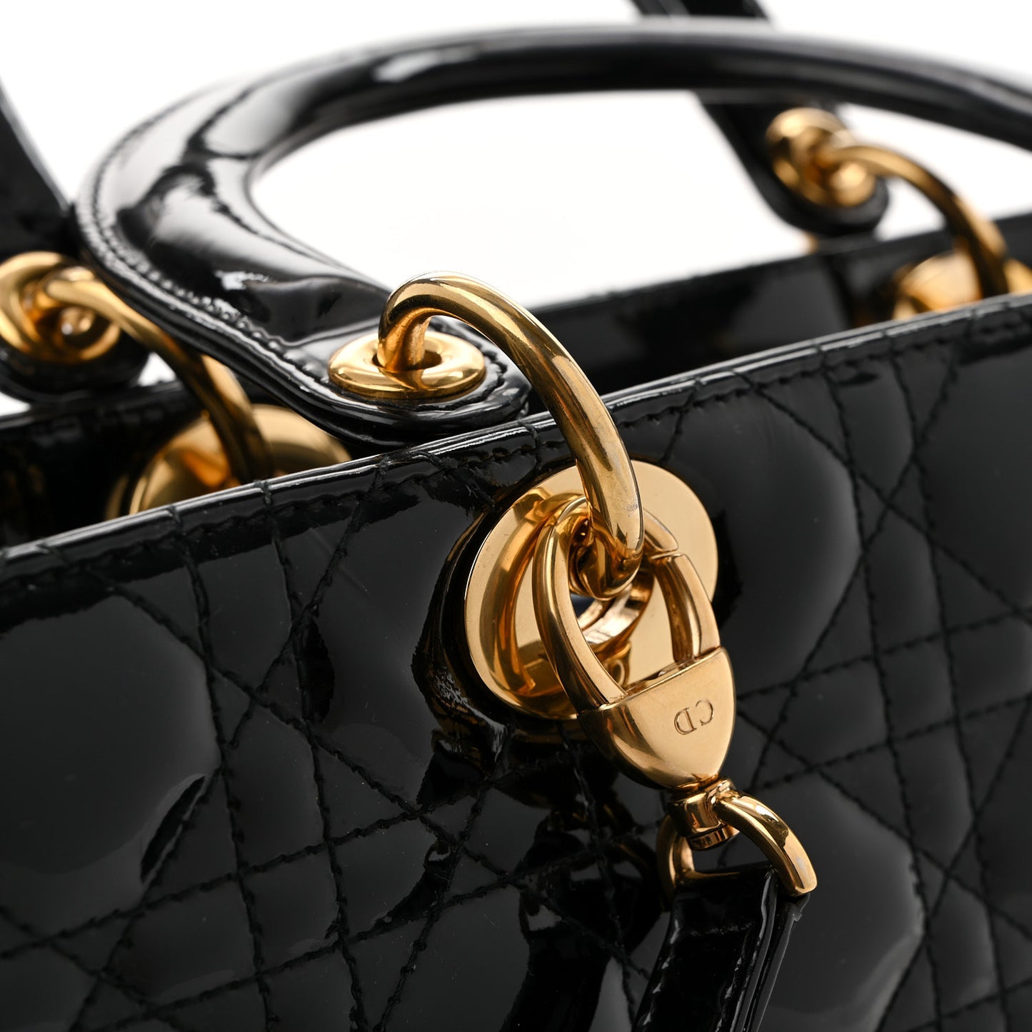 Patent Cannage Large Lady Dior Black