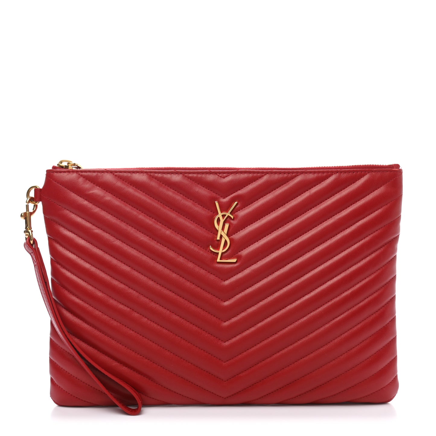 Calfskin Matelasse Monogram Cassandre Tablet Pouch Rouge Eros