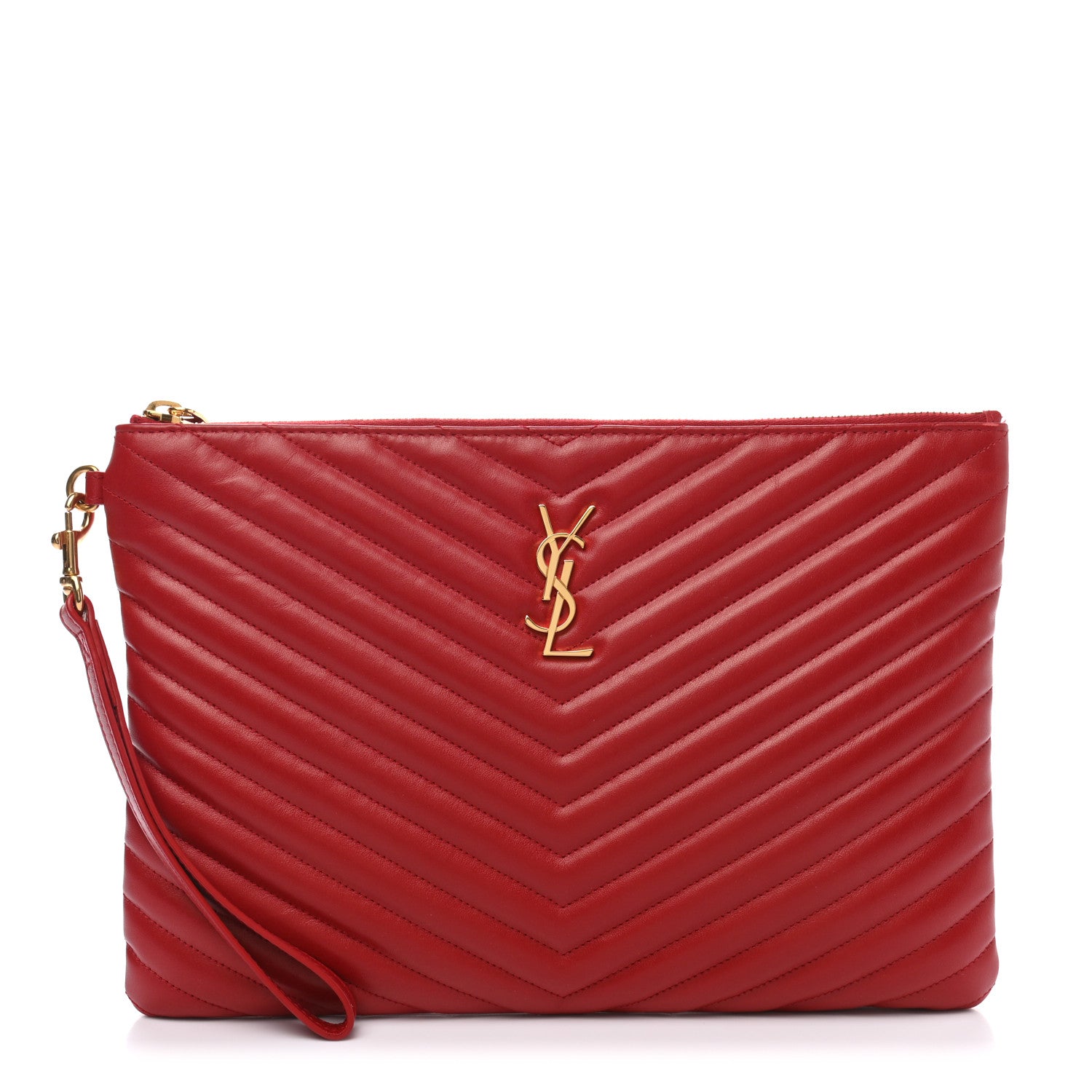 Saint Laurent Calfskin Matelasse Monogram Cassandre Tablet Pouch Rouge Eros 1 of 7